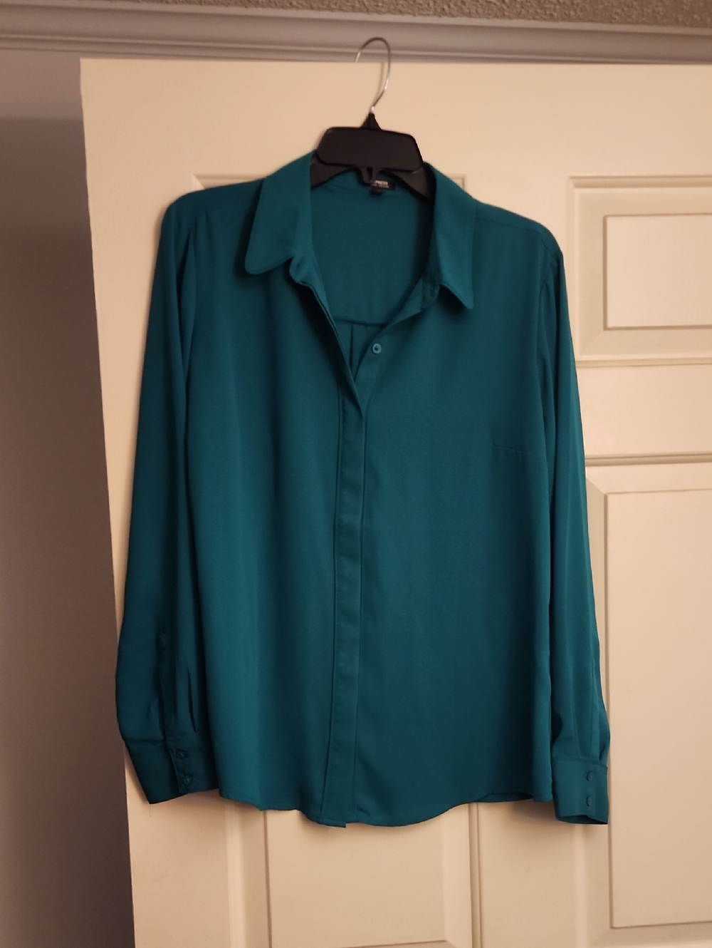 Express Teal Button-Down Blouse